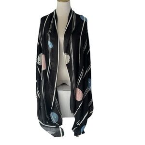 Plume Nova Hand Painted Elegant Black Scarf with Abstract Circle Pattern